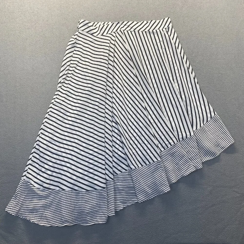 Lane Bryant Skirt Plus 18/20 Black‎ White Striped,Layered,Pull On,Elastic Waist